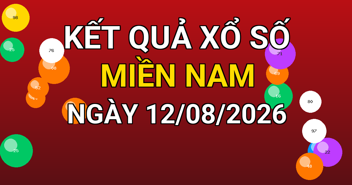 Kết quả xổ số Miền Nam ngày 12/08/2026