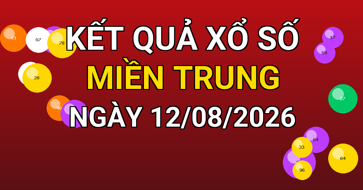 Kết quả xổ số Miền Trung ngày 12/08/2026