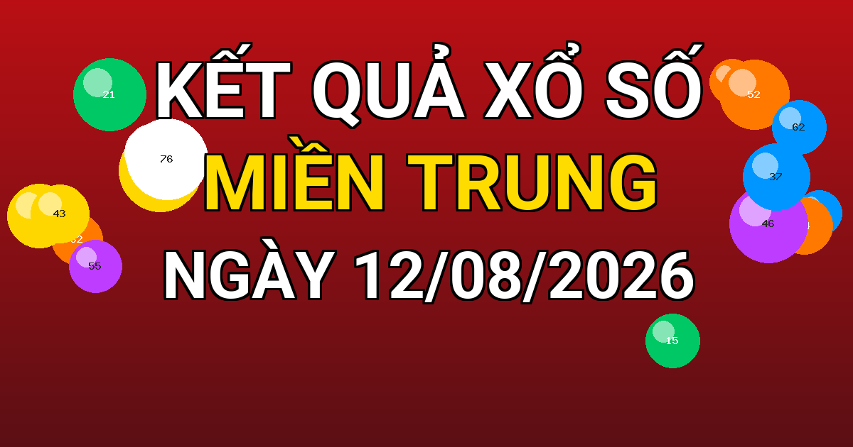 Kết quả xổ số Miền Trung ngày 12/08/2026