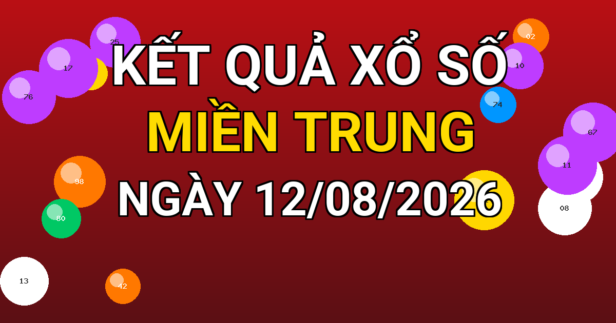 Kết quả xổ số Miền Trung ngày 12/08/2026