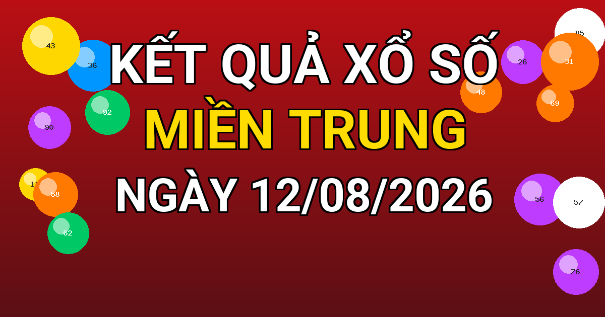 Kết quả xổ số Miền Trung ngày 12/08/2026