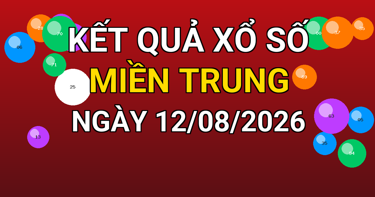 Kết quả xổ số Miền Trung ngày 12/08/2026