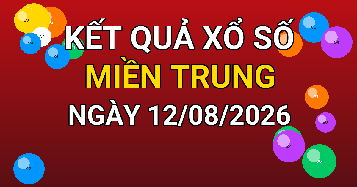 Kết quả xổ số Miền Trung ngày 12/08/2026