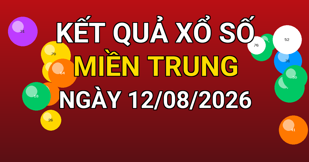 Kết quả xổ số Miền Trung ngày 12/08/2026