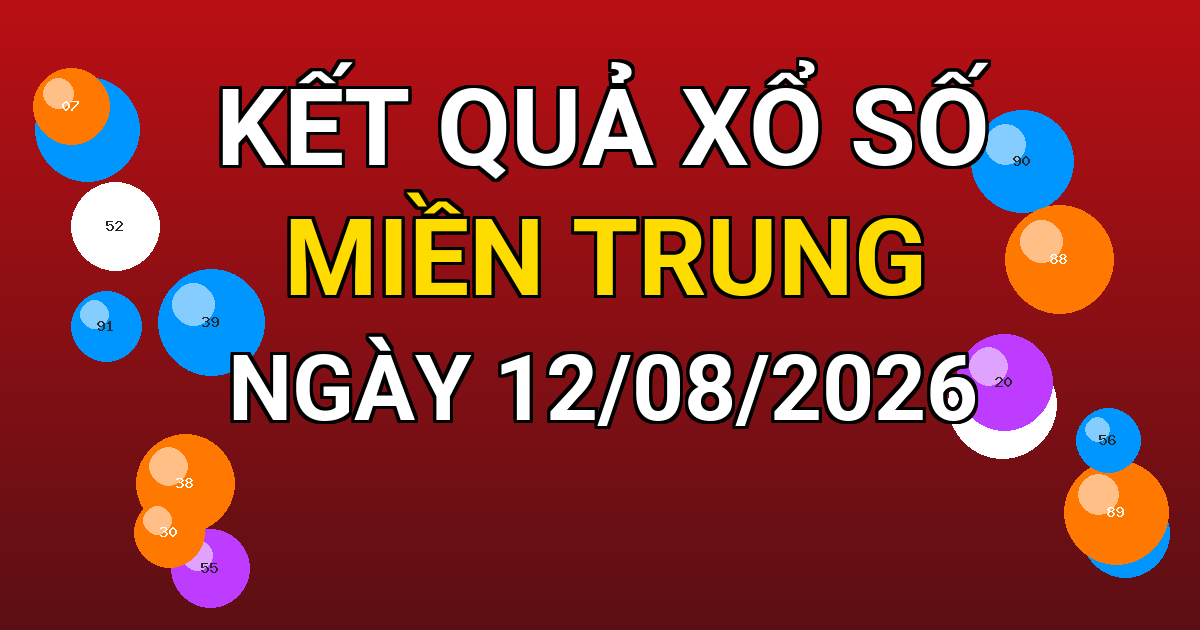 Kết quả xổ số Miền Trung ngày 12/08/2026