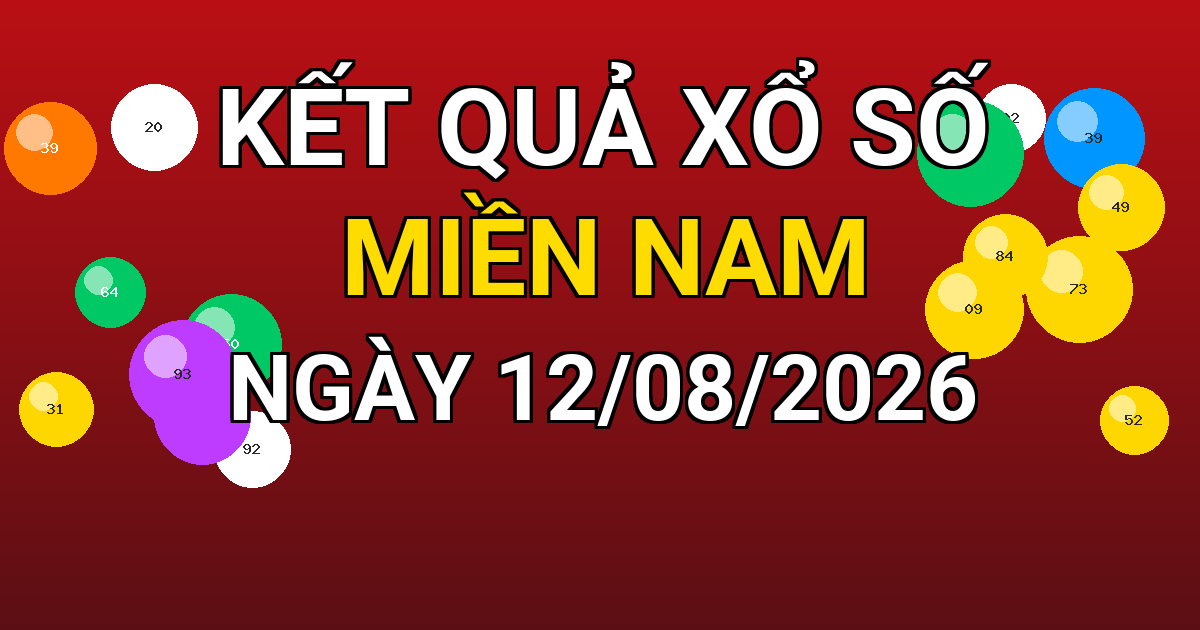 Kết quả xổ số Miền Nam ngày 12/08/2026