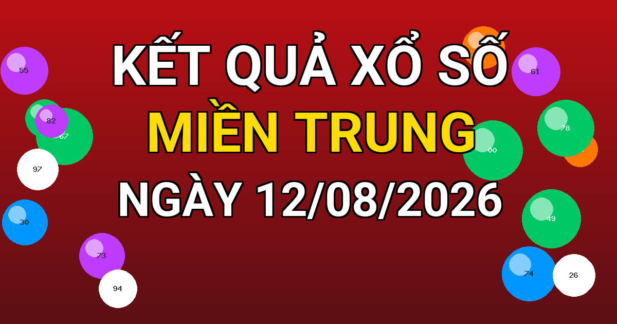 Kết quả xổ số Miền Trung ngày 12/08/2026