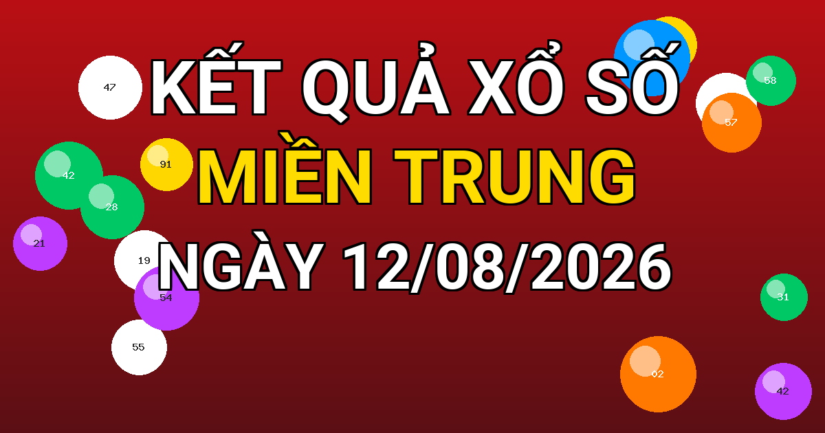 Kết quả xổ số Miền Trung ngày 12/08/2026