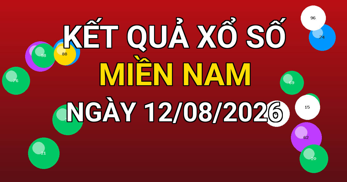 Kết quả xổ số Miền Nam ngày 12/08/2026