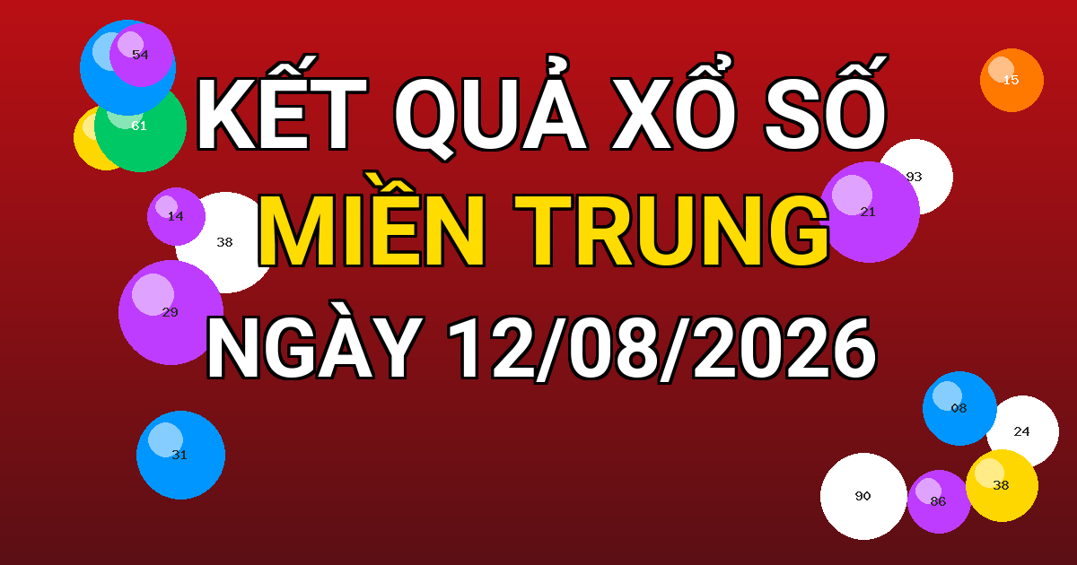 Kết quả xổ số Miền Trung ngày 12/08/2026