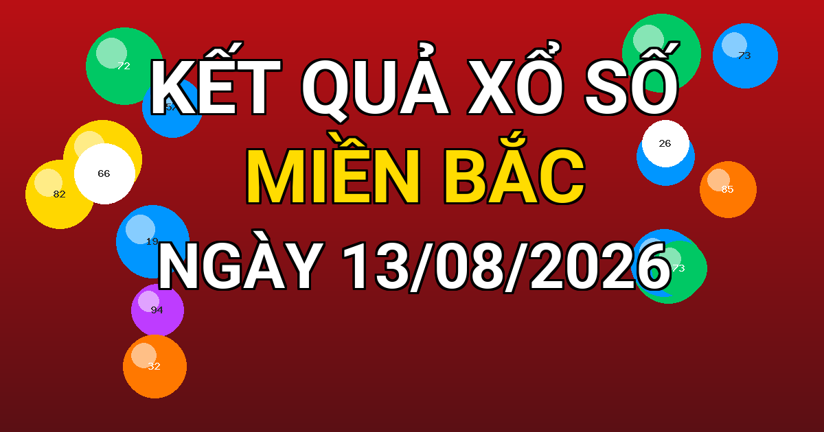 Kết quả xổ số Miền Bắc ngày 13/08/2026