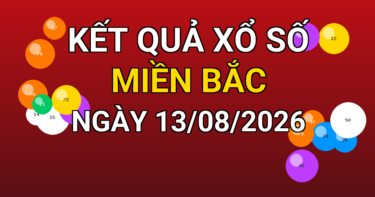 Kết quả xổ số Miền Bắc ngày 13/08/2026