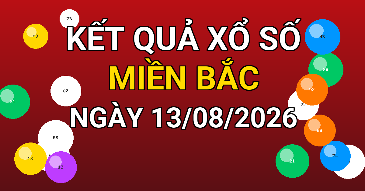 Kết quả xổ số Miền Bắc ngày 13/08/2026