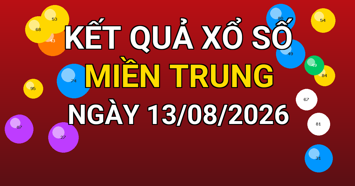 Kết quả xổ số Miền Trung ngày 13/08/2026