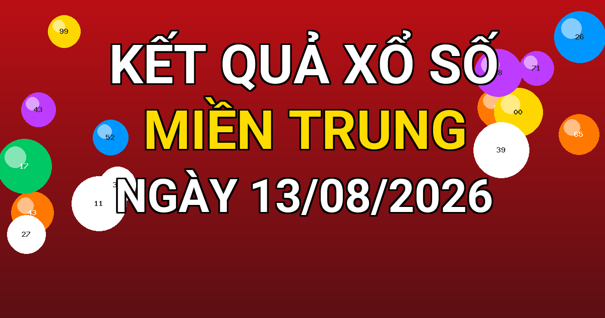 Kết quả xổ số Miền Trung ngày 13/08/2026