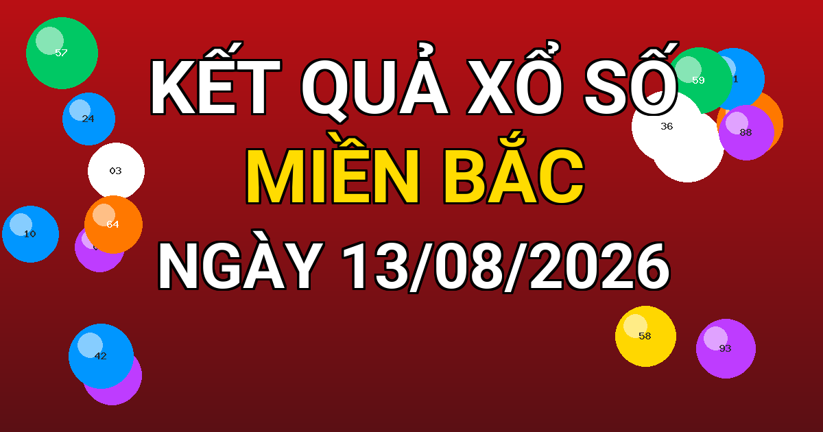 Kết quả xổ số Miền Bắc ngày 13/08/2026