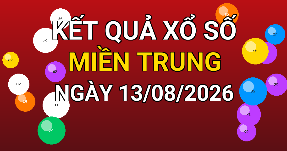 Kết quả xổ số Miền Trung ngày 13/08/2026