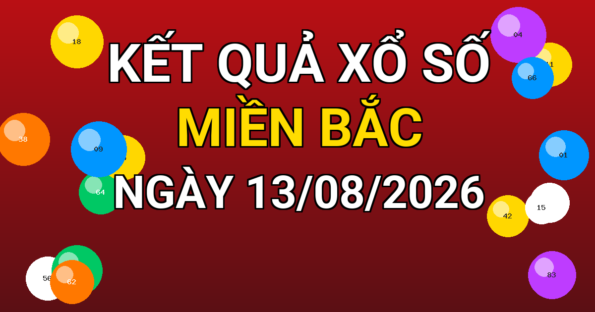 Kết quả xổ số Miền Bắc ngày 13/08/2026