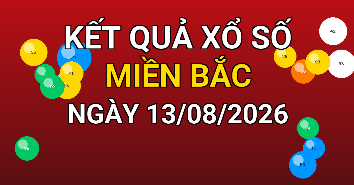 Kết quả xổ số Miền Bắc ngày 13/08/2026