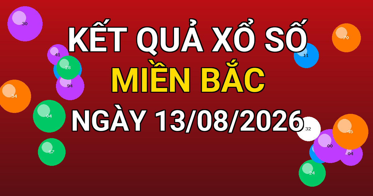 Kết quả xổ số Miền Bắc ngày 13/08/2026