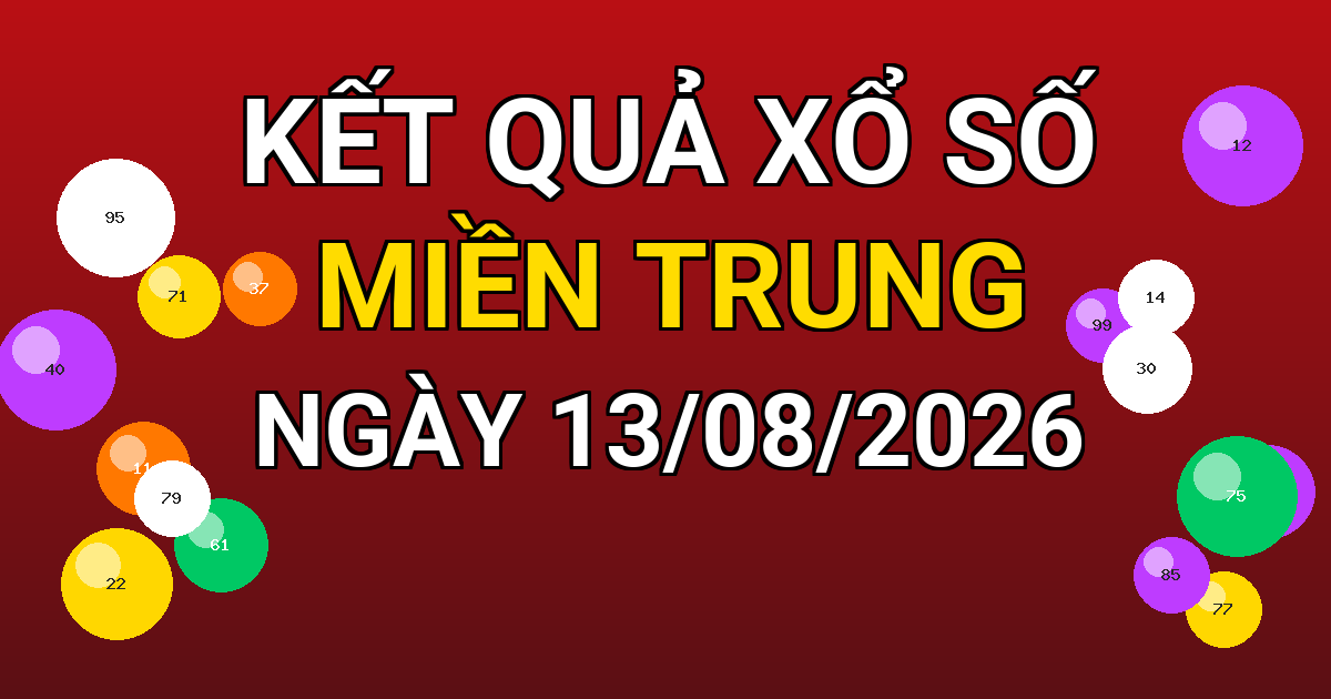 Kết quả xổ số Miền Trung ngày 13/08/2026