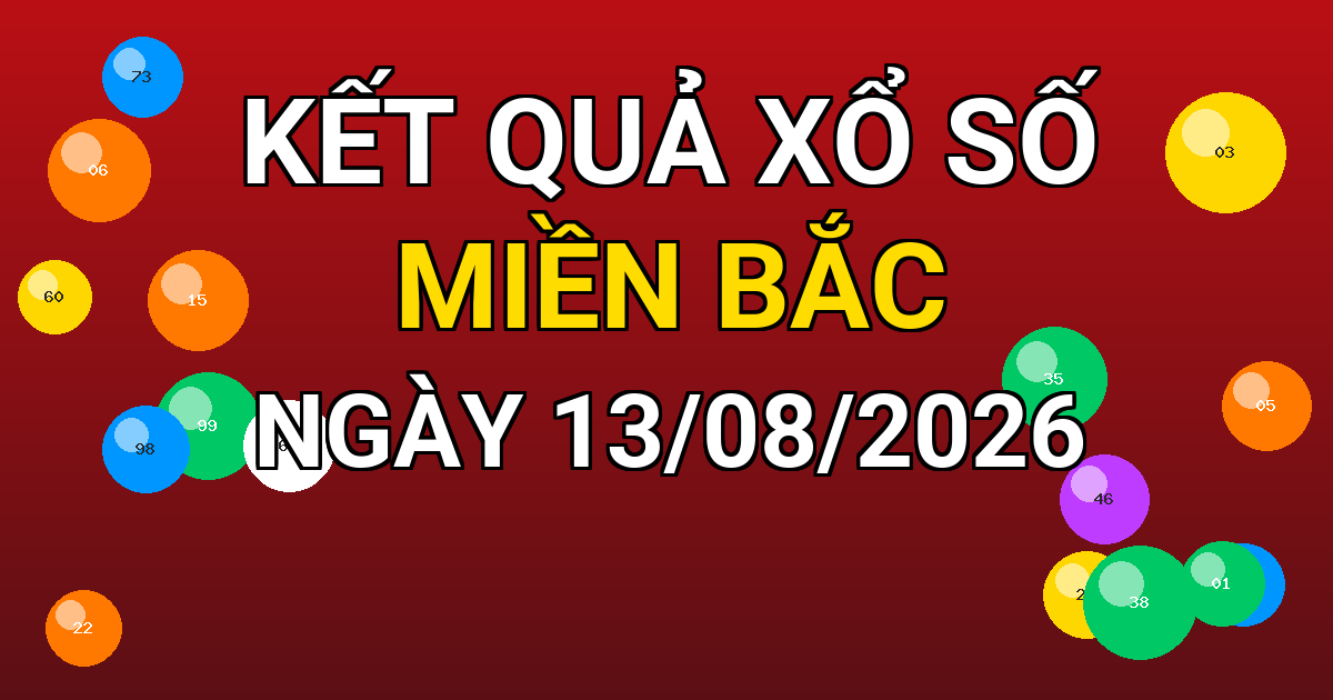 Kết quả xổ số Miền Bắc ngày 13/08/2026