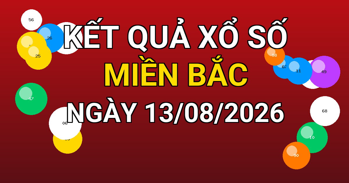Kết quả xổ số Miền Bắc ngày 13/08/2026