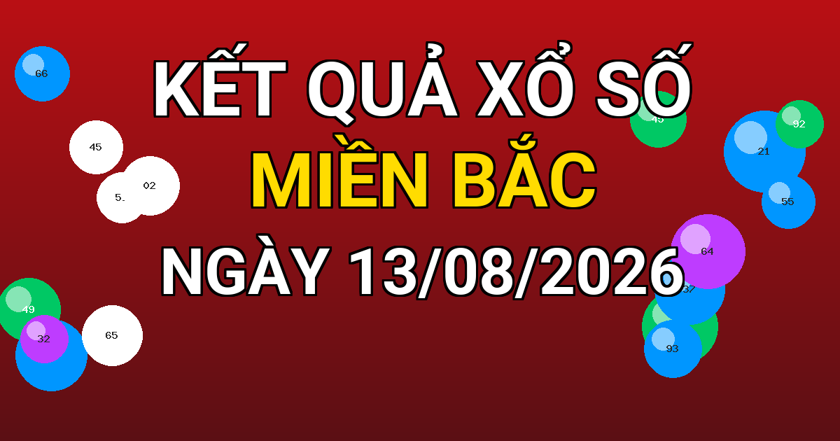 Kết quả xổ số Miền Bắc ngày 13/08/2026