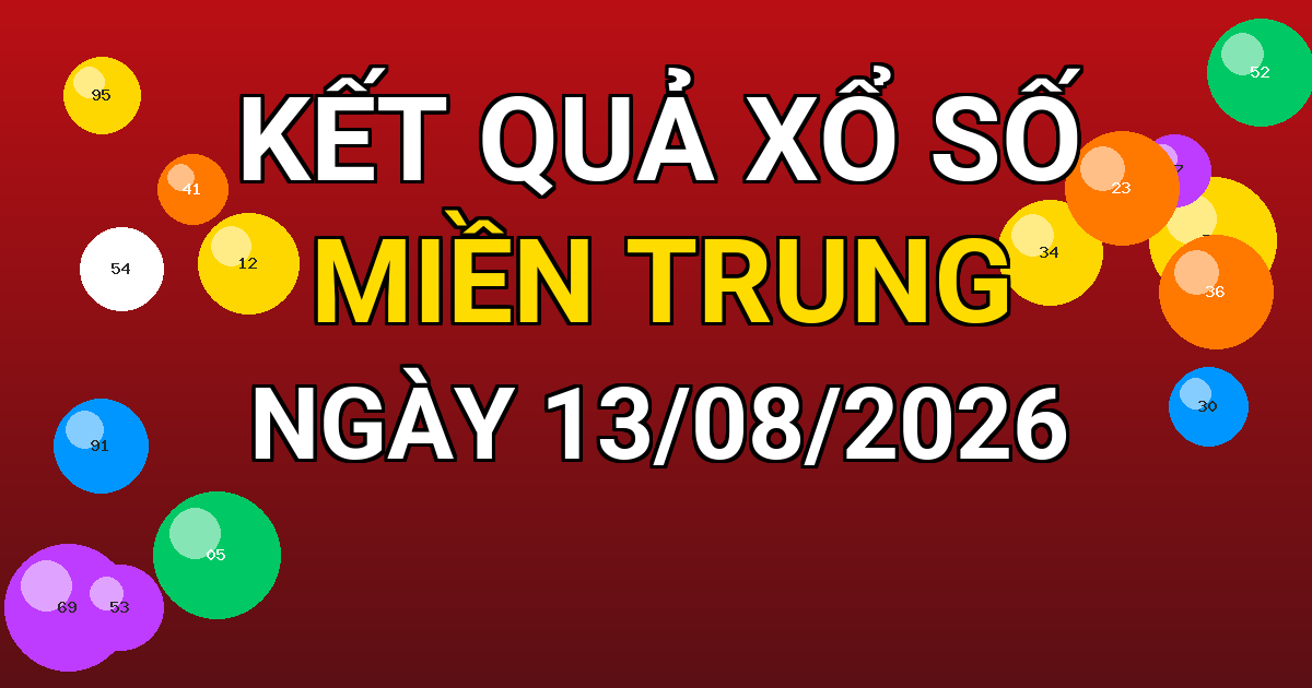 Kết quả xổ số Miền Trung ngày 13/08/2026