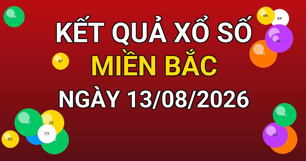 Kết quả xổ số Miền Bắc ngày 13/08/2026