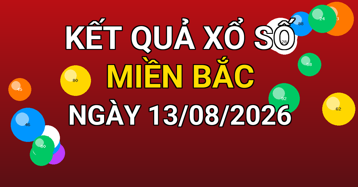 Kết quả xổ số Miền Bắc ngày 13/08/2026