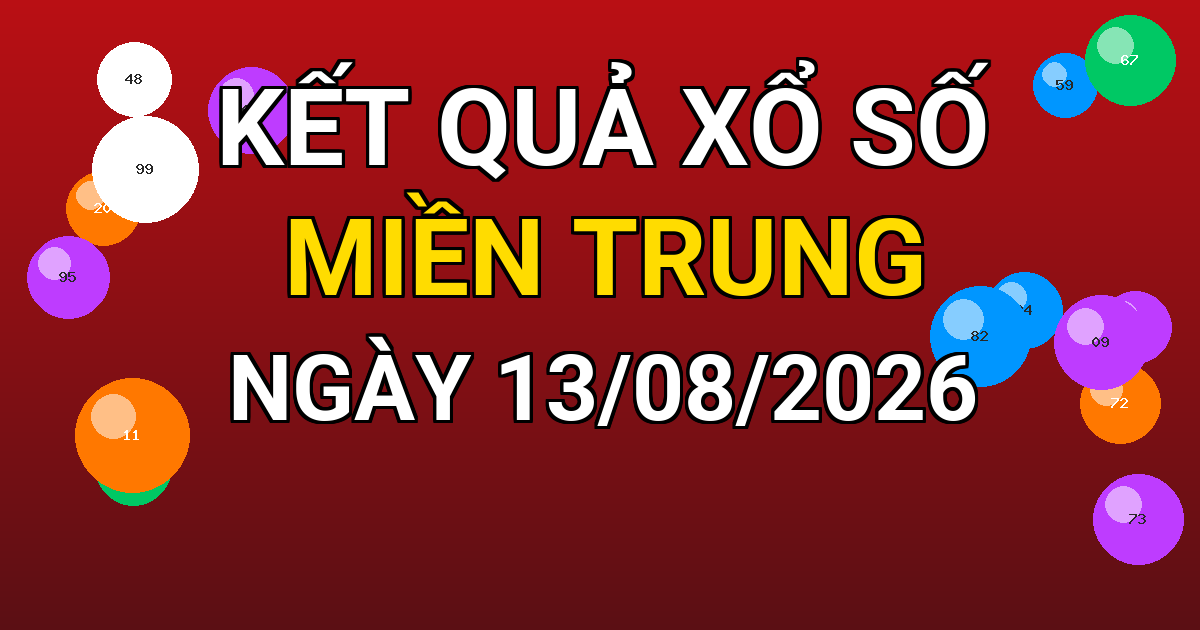 Kết quả xổ số Miền Trung ngày 13/08/2026