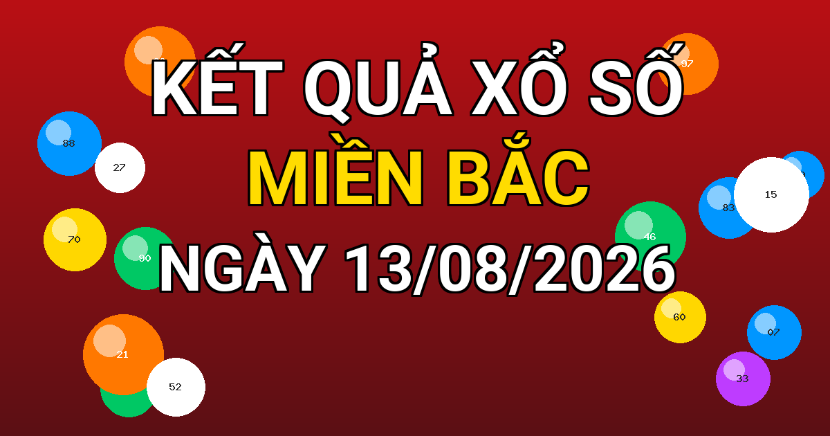 Kết quả xổ số Miền Bắc ngày 13/08/2026