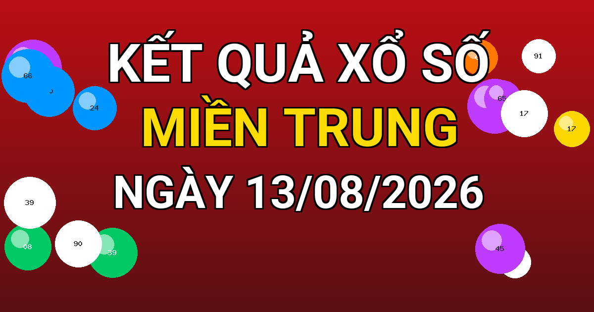 Kết quả xổ số Miền Trung ngày 13/08/2026