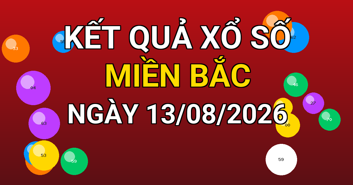Kết quả xổ số Miền Bắc ngày 13/08/2026