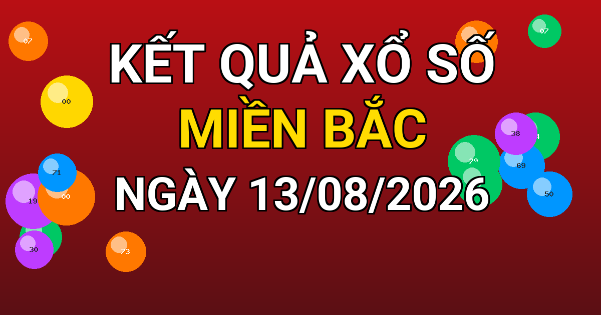Kết quả xổ số Miền Bắc ngày 13/08/2026