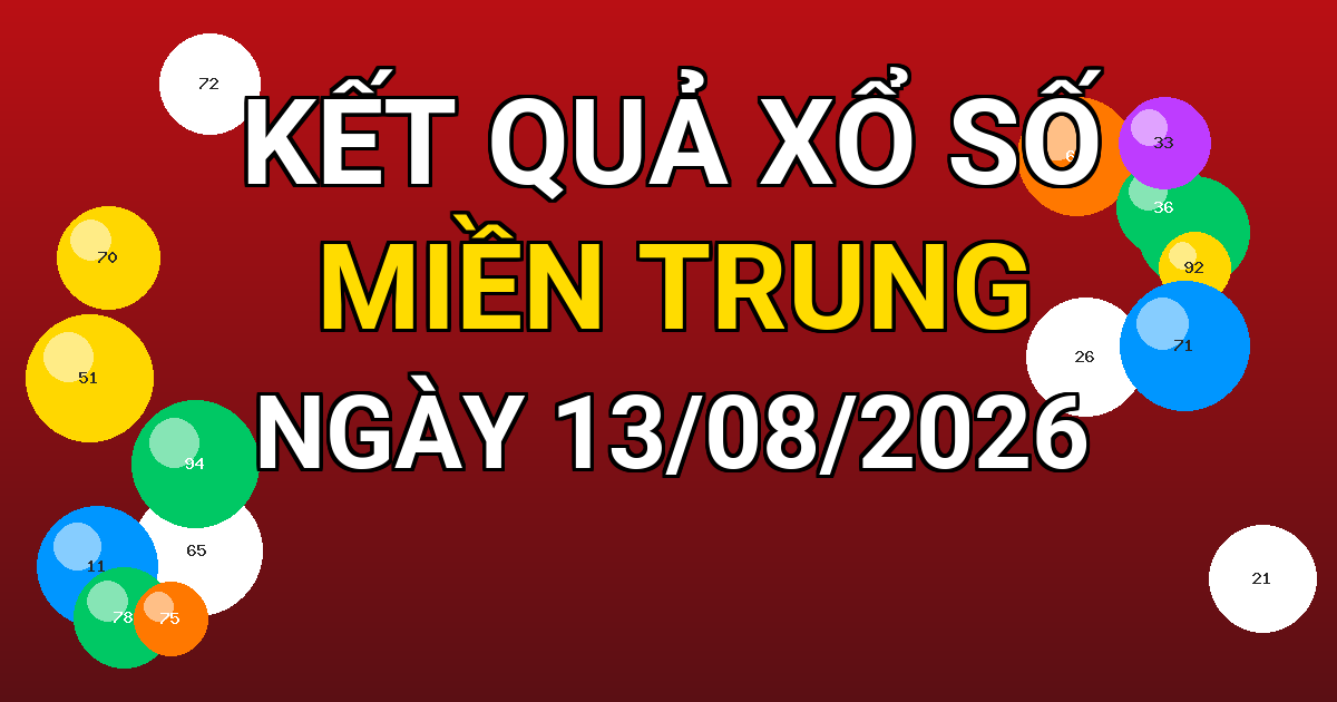 Kết quả xổ số Miền Trung ngày 13/08/2026