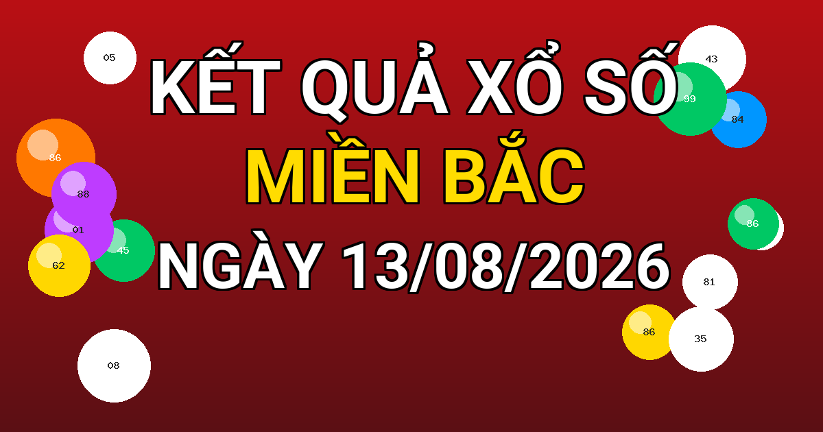 Kết quả xổ số Miền Bắc ngày 13/08/2026