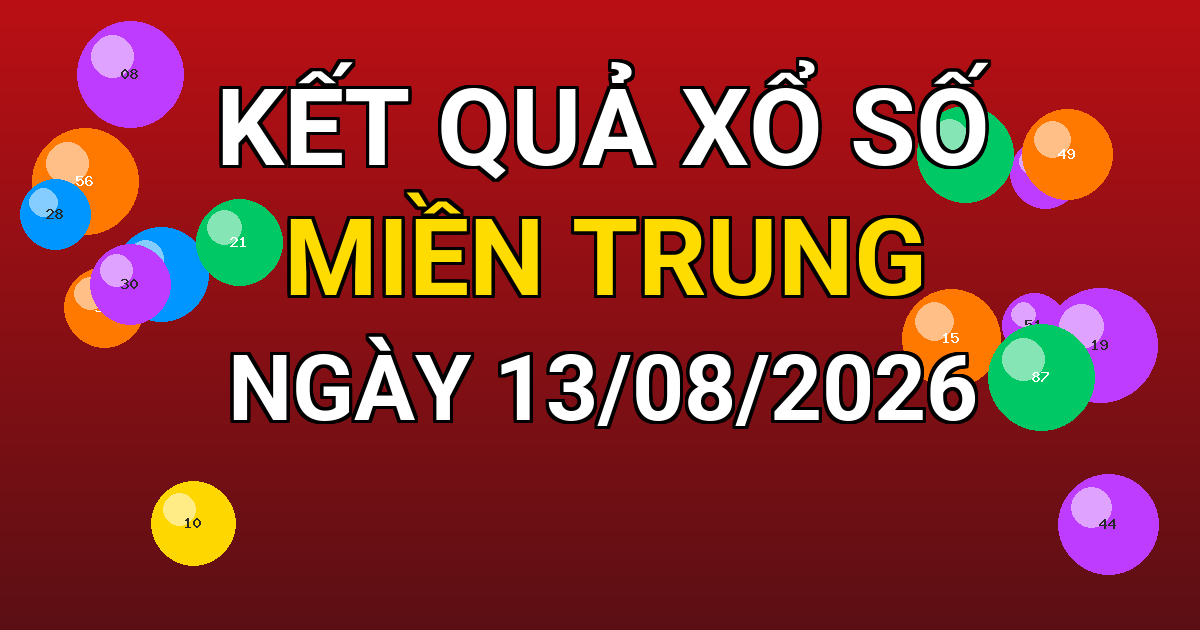 Kết quả xổ số Miền Trung ngày 13/08/2026