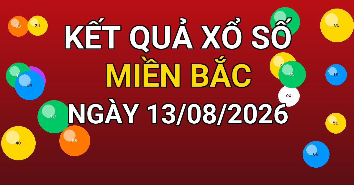 Kết quả xổ số Miền Bắc ngày 13/08/2026