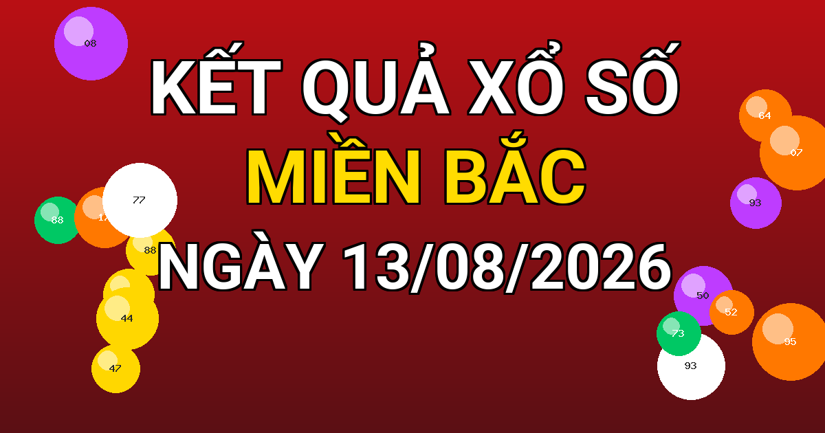 Kết quả xổ số Miền Bắc ngày 13/08/2026