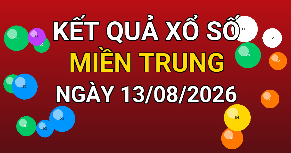 Kết quả xổ số Miền Trung ngày 13/08/2026