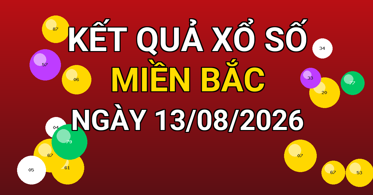 Kết quả xổ số Miền Bắc ngày 13/08/2026