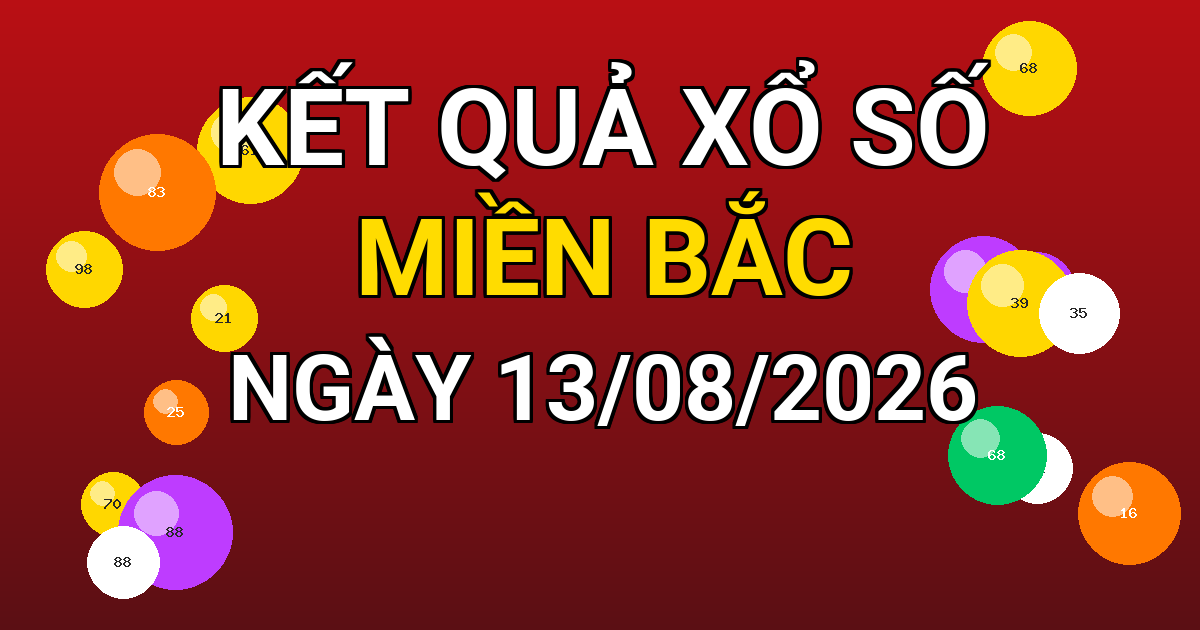 Kết quả xổ số Miền Bắc ngày 13/08/2026
