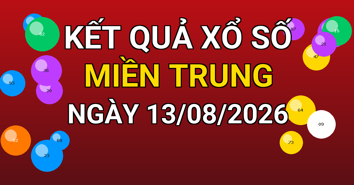 Kết quả xổ số Miền Trung ngày 13/08/2026