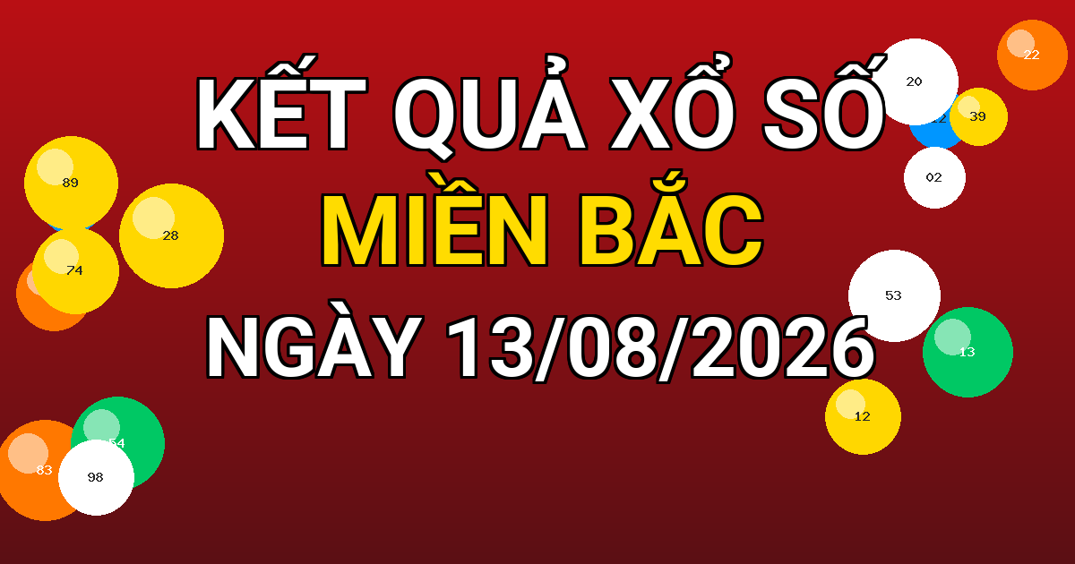 Kết quả xổ số Miền Bắc ngày 13/08/2026
