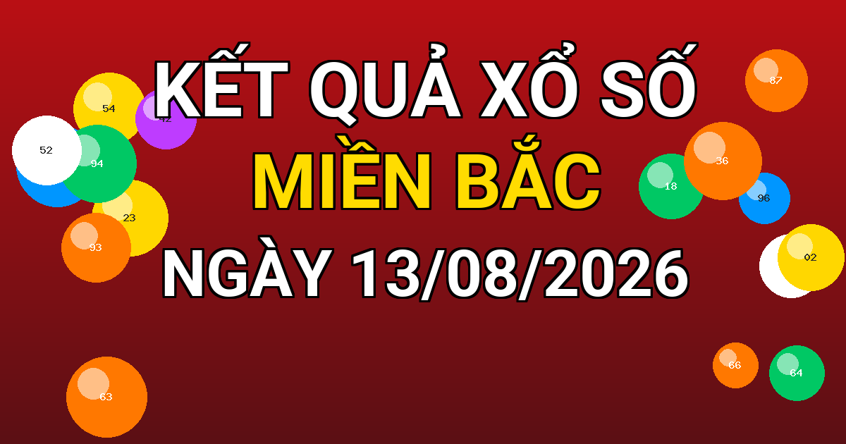 Kết quả xổ số Miền Bắc ngày 13/08/2026