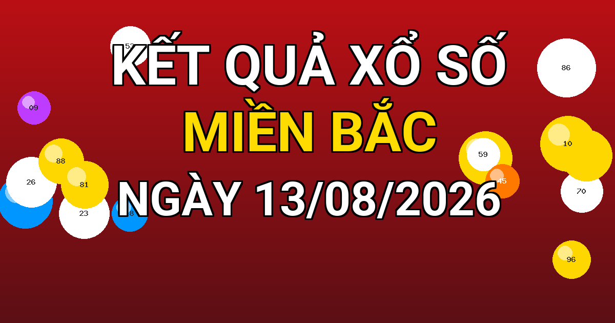 Kết quả xổ số Miền Bắc ngày 13/08/2026