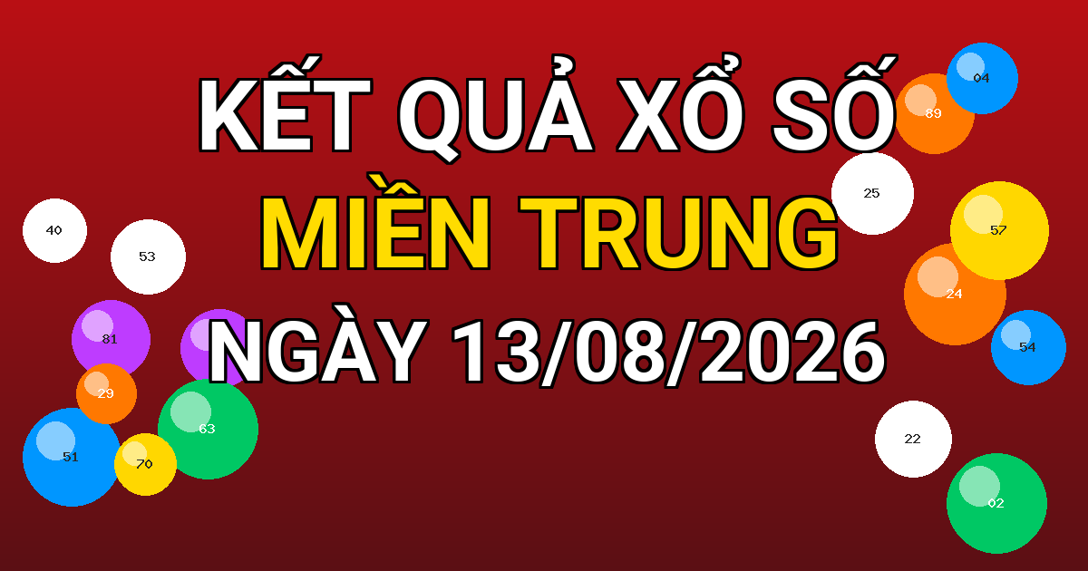 Kết quả xổ số Miền Trung ngày 13/08/2026