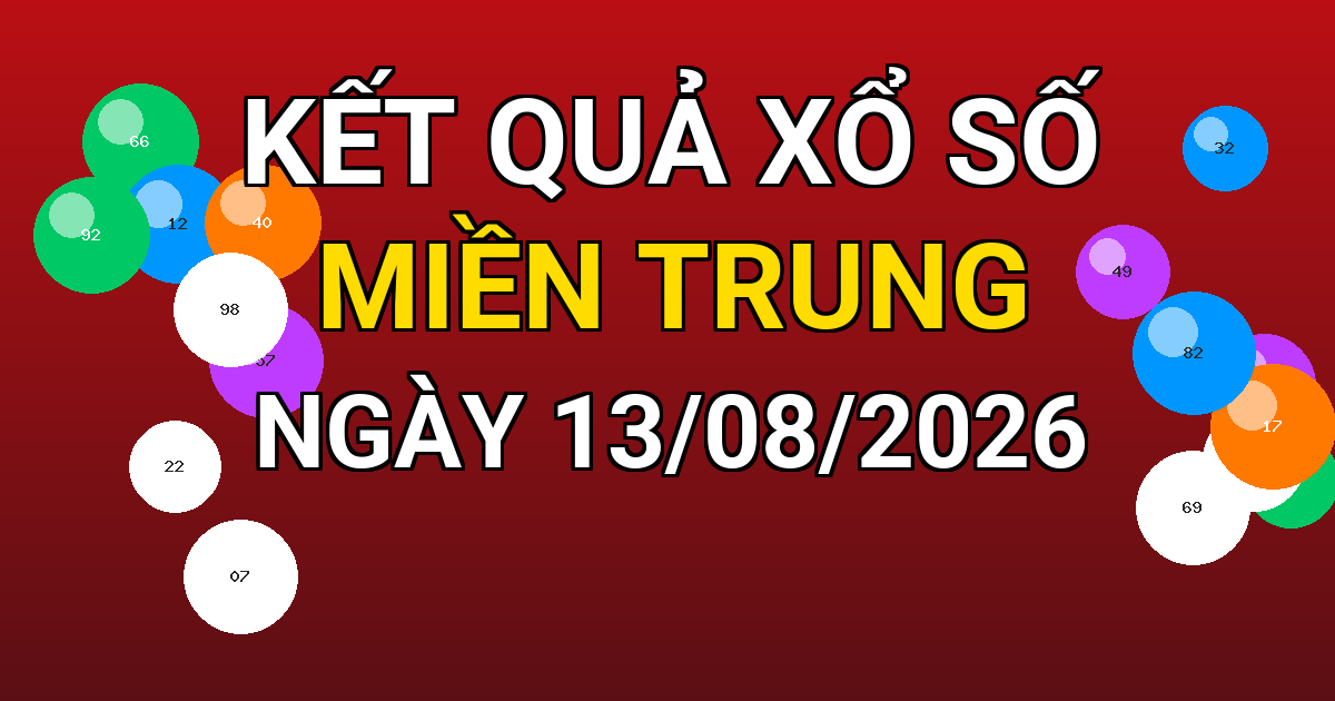 Kết quả xổ số Miền Trung ngày 13/08/2026